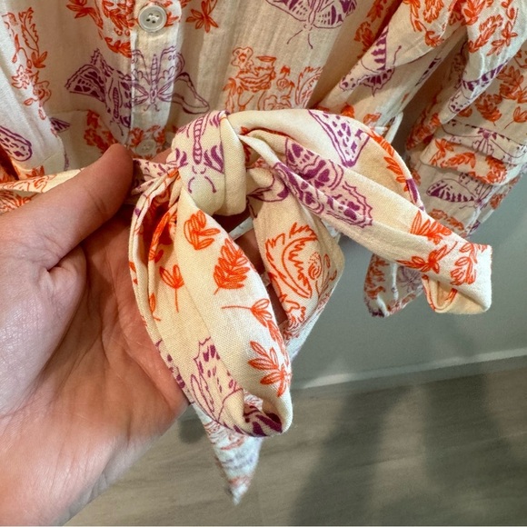 FRNCH Mandy Le Zoo Butterfly Print Belted Mini Shirt Dress Size Medium - Picture 5 of 8